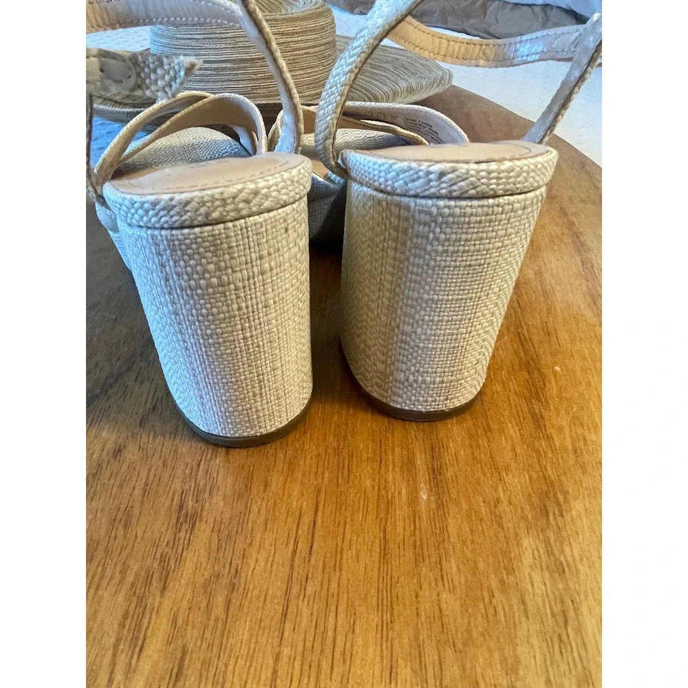 Kenneth Cole Reaction Reeva Natural Woven Platform Block Heel Sandals‎ 8.5